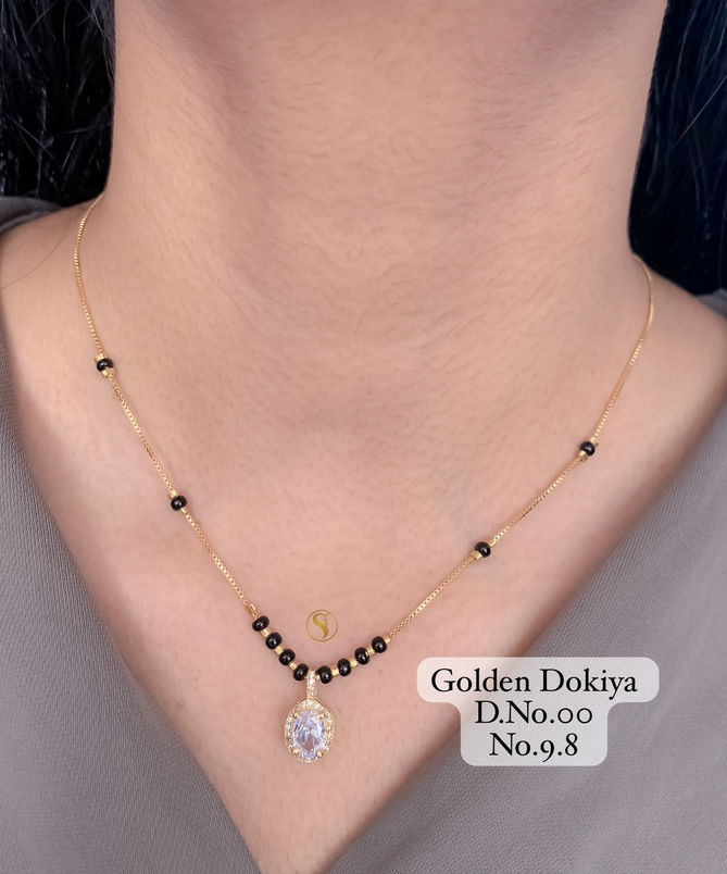 4 AD Diamond Daily Wear Golden Mangalsutra Dokiya Wholesale Shop In Surat
